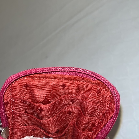 Fossil Key-Per Carry-All leather wristlet red pink silver - Picture 9 of 9